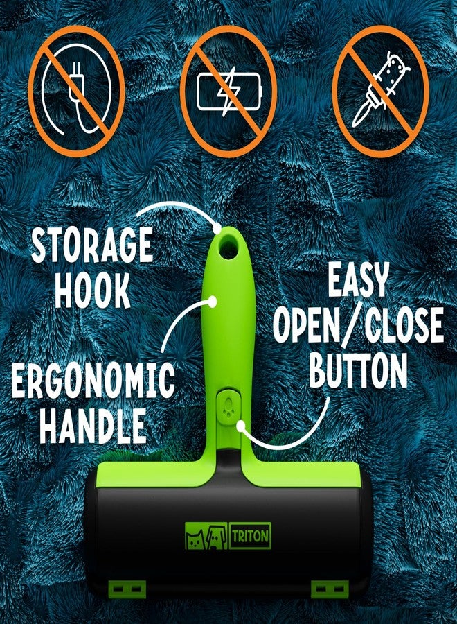 Triton Pet Hair Removal Tool w/Fur Trapping Compartment, 60% Smaller Storage Size, Reusable Shedding Roller, Cat and Dog Hair Remover for Car, Furniture, Carpet, Couch (Green) - Image 5